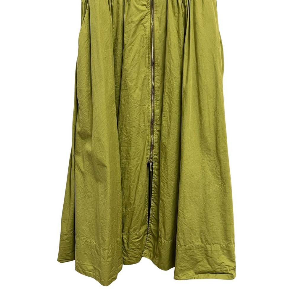 Anthropologie Tommie Dress Womens Small Green Smocked Waist Zip Front Midi Boho - Picture 6 of 10